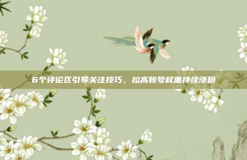 6个评论区引导关注技巧，拉高账号权重持续涨粉