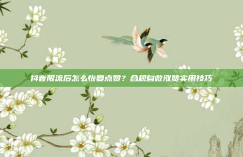 抖音限流后怎么恢复点赞？合规自救涨赞实用技巧