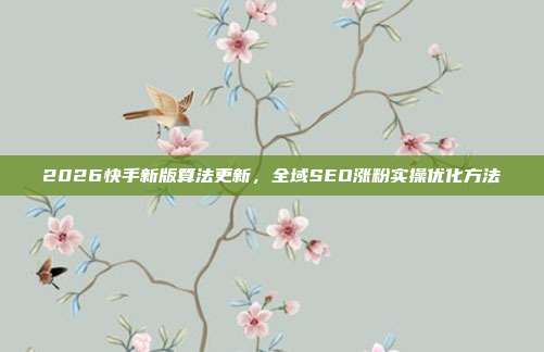 2026快手新版算法更新，全域SEO涨粉实操优化方法