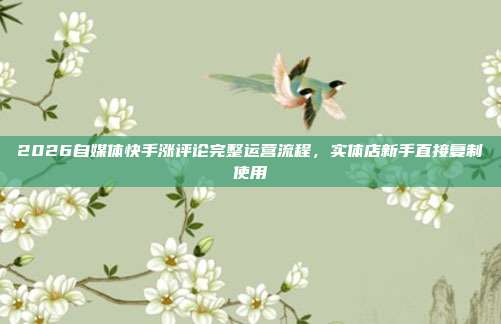 2026自媒体快手涨评论完整运营流程,实体店新手直接复制使用
