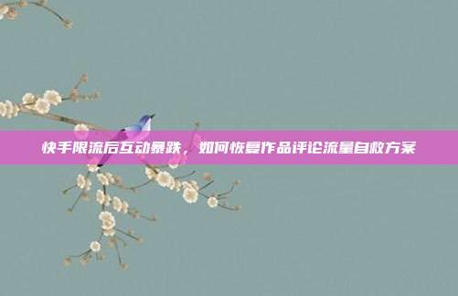 快手限流后互动暴跌,如何恢复作品评论流量自救方案