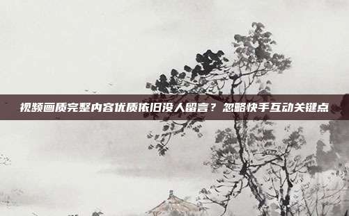 视频画质完整内容优质依旧没人留言？忽略快手互动关键点