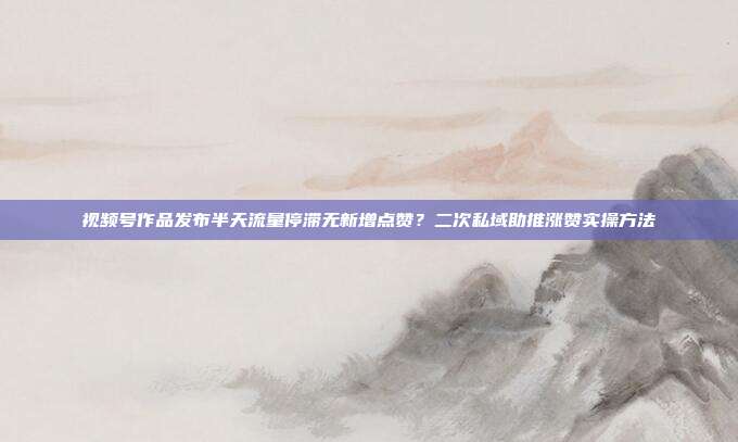 视频号作品发布半天流量停滞无新增点赞？二次私域助推涨赞实操方法