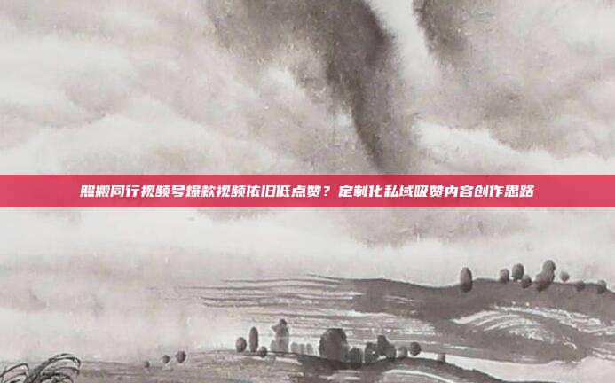 照搬同行视频号爆款视频依旧低点赞？定制化私域吸赞内容创作思路
