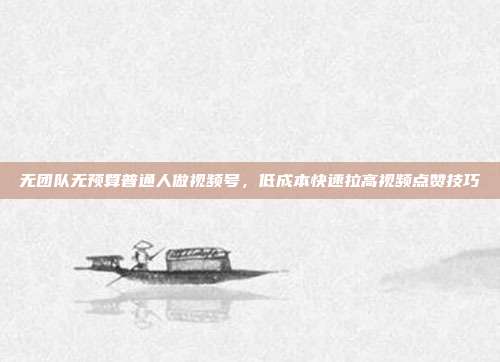 无团队无预算普通人做视频号，低成本快速拉高视频点赞技巧
