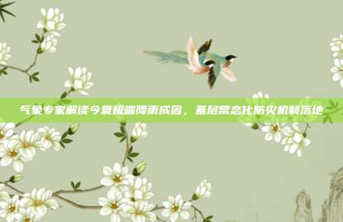 气象专家解读今夏极端降雨成因，基层常态化防灾机制落地