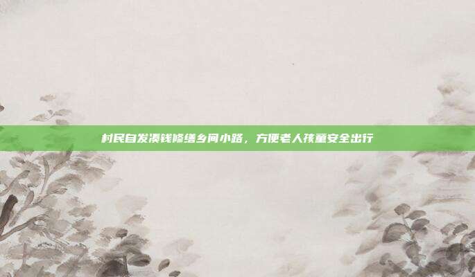 村民自发凑钱修缮乡间小路，方便老人孩童安全出行