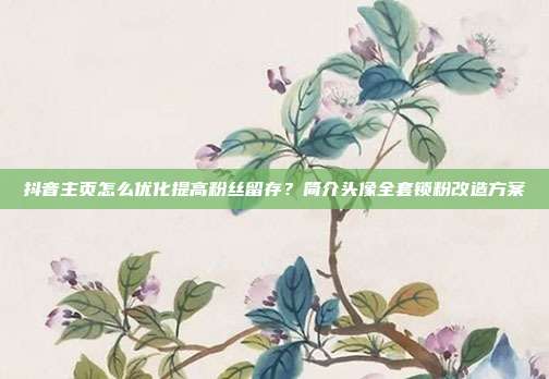 抖音主页怎么优化提高粉丝留存？简介头像全套锁粉改造方案
