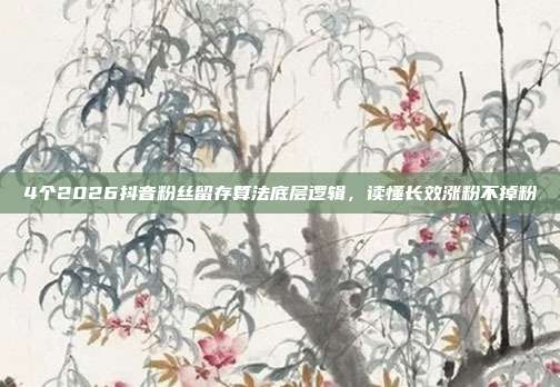 4个2026抖音粉丝留存算法底层逻辑，读懂长效涨粉不掉粉