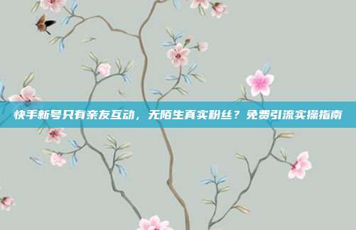快手新号只有亲友互动，无陌生真实粉丝？免费引流实操指南