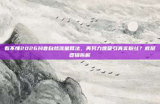 看不懂2026抖音自然流量算法，再努力难吸引真实粉丝？底层逻辑拆解