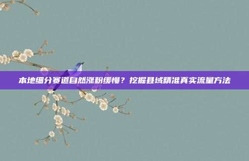 本地细分赛道自然涨粉缓慢？挖掘县域精准真实流量方法
