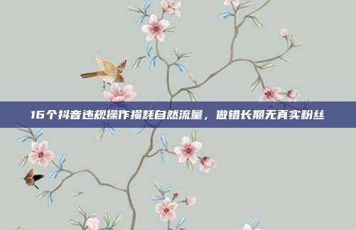 16个抖音违规操作损耗自然流量,做错长期无真实粉丝