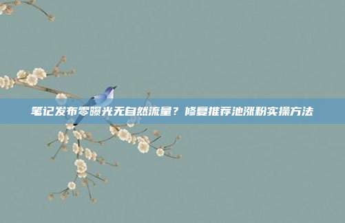 笔记发布零曝光无自然流量?修复推荐池涨粉实操方法