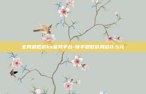 全网最低价ks业务平台-快手赞低价网站0.5元