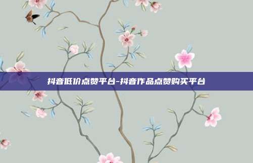抖音低价点赞平台-抖音作品点赞购买平台