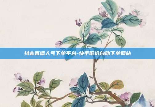 抖音直播人气下单平台-快手低价自助下单网站