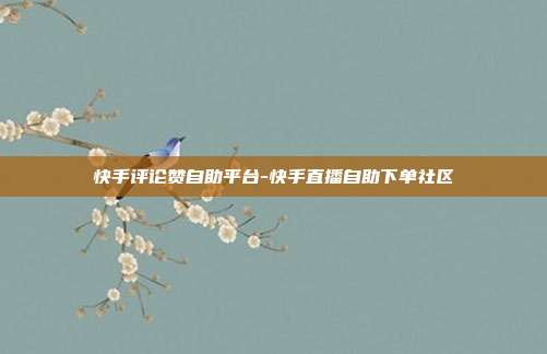 快手评论赞自助平台-快手直播自助下单社区
