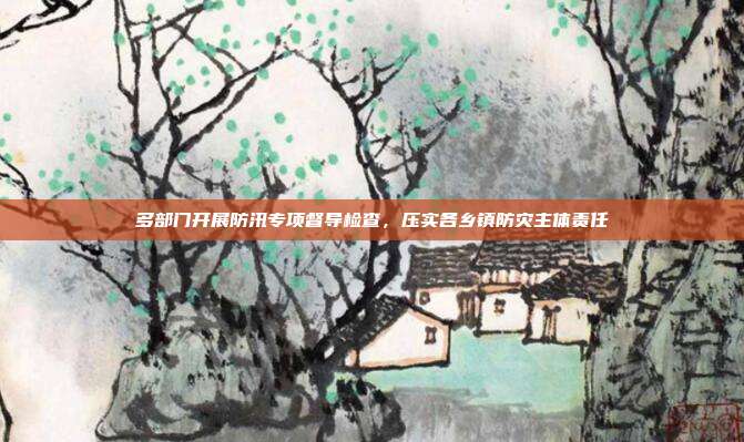 多部门开展防汛专项督导检查,压实各乡镇防灾主体责任