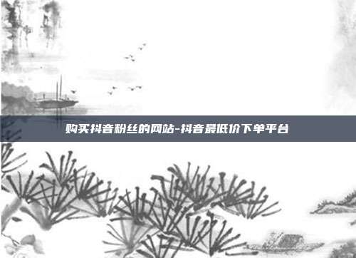 购买抖音粉丝的网站-抖音最低价下单平台