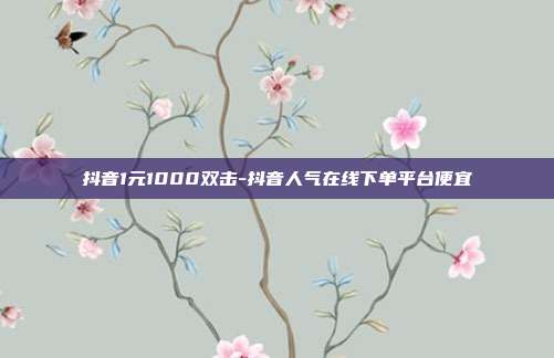 抖音1元1000双击-抖音人气在线下单平台便宜