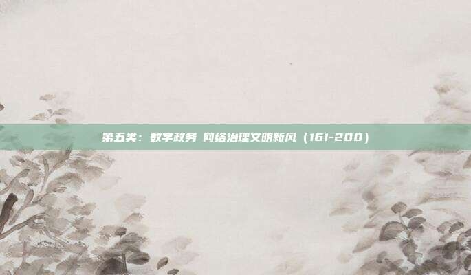 第五类:数字政务・网络治理文明新风(161-200)