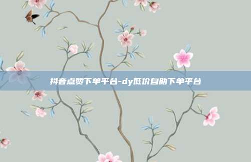 抖音点赞下单平台-dy低价自助下单平台