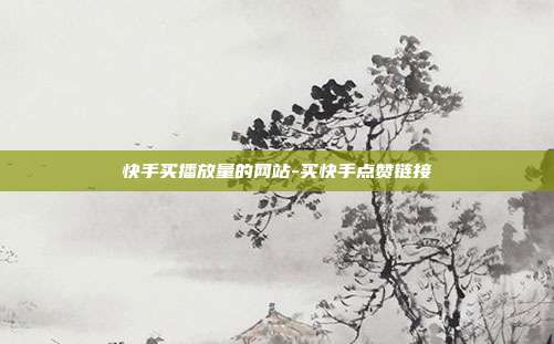 快手买播放量的网站-买快手点赞链接