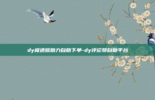 dy极速版助力自助下单-dy评论赞自助平台