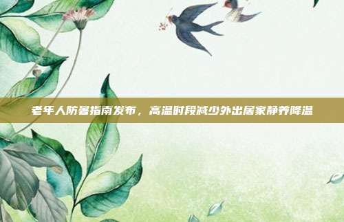 老年人防暑指南发布，高温时段减少外出居家静养降温