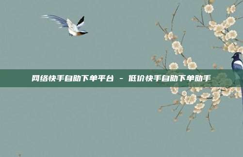 网络快手自助下单平台 - 低价快手自助下单助手