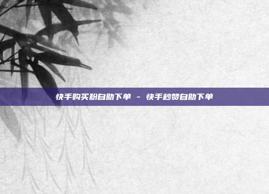 快手购买粉自助下单 - 快手秒赞自助下单