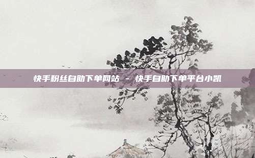 快手粉丝自助下单网站 - 快手自助下单平台小凯