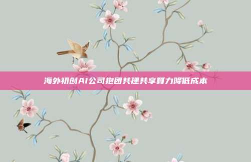 海外初创AI公司抱团共建共享算力降低成本