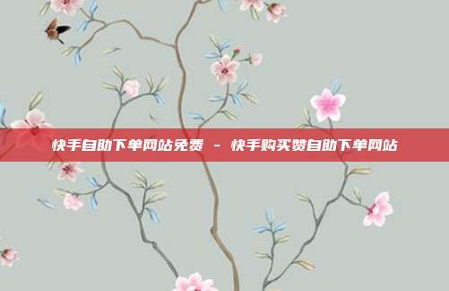 快手自助下单网站免费 - 快手购买赞自助下单网站
