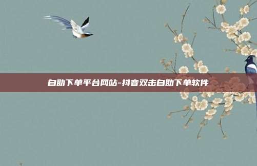 自助下单平台网站-抖音双击自助下单软件