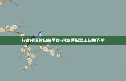 抖音评论赞自助平台-抖音评论双击自助下单