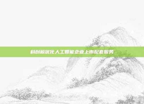 科创板优化人工智能企业上市配套服务