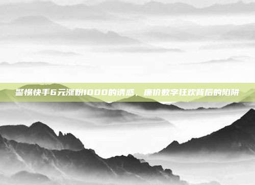 警惕快手6元涨粉1000的诱惑，廉价数字狂欢背后的陷阱