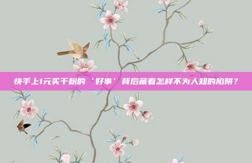 快手上1元买千粉的‘好事’背后藏着怎样不为人知的陷阱?