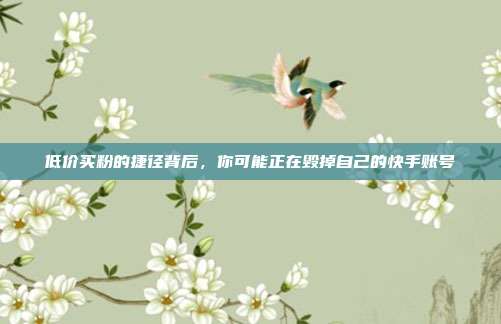 低价买粉的捷径背后,你可能正在毁掉自己的快手账号