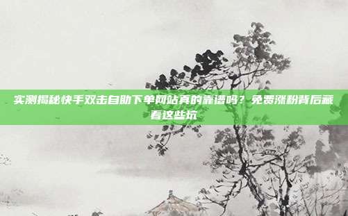 实测揭秘快手双击自助下单网站真的靠谱吗?免费涨粉背后藏着这些坑