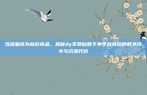 当流量成为标价商品，揭秘dy买赞自助下单平台背后的数字浮华与沉没代价