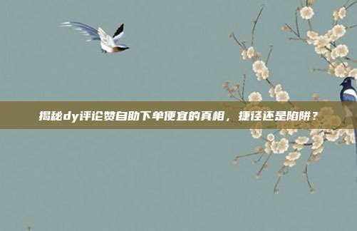 揭秘dy评论赞自助下单便宜的真相，捷径还是陷阱？