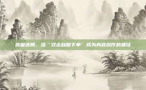 流量迷局，当‘双击自助下单’成为内容创作的捷径