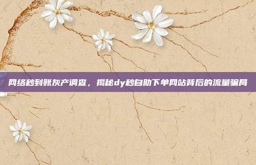 网络秒到账灰产调查，揭秘dy秒自助下单网站背后的流量骗局