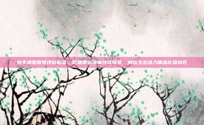 快手调整账号评估标准，低质搬运流量持续收紧，内容生态进入精品化深水区