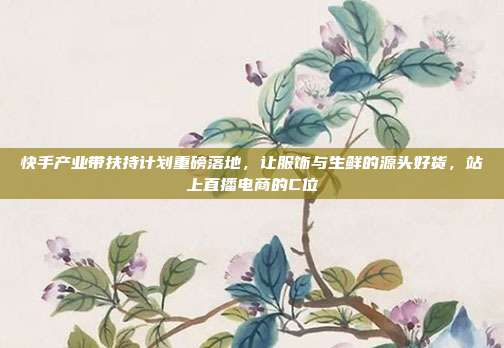 快手产业带扶持计划重磅落地，让服饰与生鲜的源头好货，站上直播电商的C位
