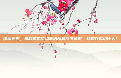 流量迷思，当我们谈论抖音活粉自助下单时，我们在渴求什么？