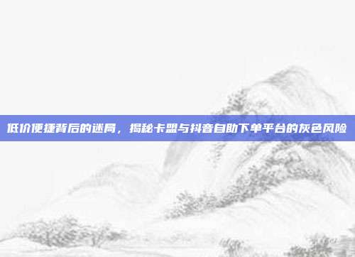 低价便捷背后的迷局，揭秘卡盟与抖音自助下单平台的灰色风险
